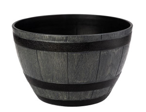 Donica okrągła skrzynka beczka BARREL 40 cm imitacja drewna tworzywo szary