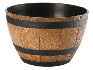 Donica okrągła skrzynka beczka BARREL 50 cm imitacja drewna tworzywo brązow