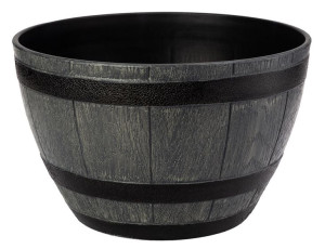 Donica okrągła skrzynka beczka BARREL 50 cm imitacja drewna tworzywo szary