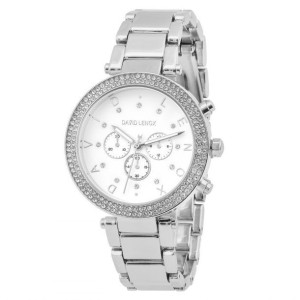 Zegarek Damski David Lenox Srebrny Z Cyrkoniami