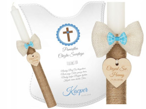 Szatka I Świeca Na Chrzest Grawer Gromnica +gratis