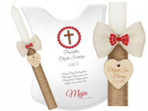 Szatka I Świeca Na Chrzest Grawer Gromnica +gratis