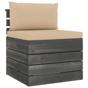 Ogrodowa sofa środkowa z palet, z poduszkami, drewno sosnowe