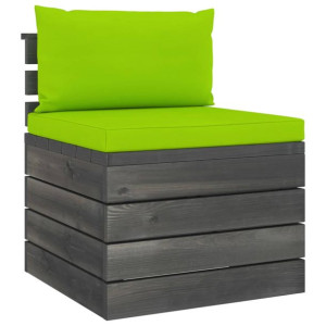 Ogrodowa sofa środkowa z palet, z poduszkami, drewno sosnowe