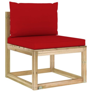 Ogrodowa sofa środkowa z poduszkami, impregnowana sosna