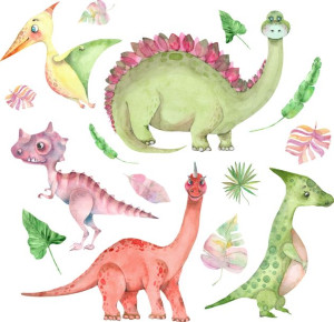 NAKLEJKI zestaw DINOZAURY ścianne pokój dziecka M