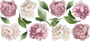 Naklejka ścianę PIWONIE kwiaty peonie zestaw 150cm