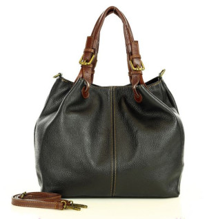 Torba skórzana klasyczny shopper bag -  MARCO MAZZINI czarny