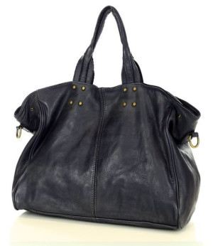 Marco Mazzini Torebka designerska shopper bag vera pelle skóra ciemny grana