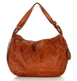 Torba skórzana pojemny worek hobo leather slow bag - MARCO MAZZINI brąz cam