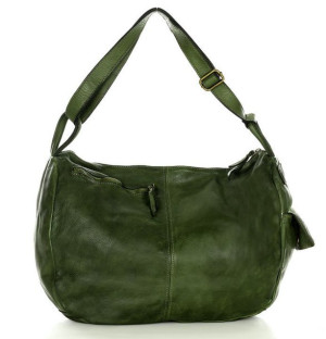 Torba skórzana pojemny worek hobo leather slow bag - MARCO MAZZINI zielony