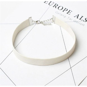 Naszyjnik Choker Skórzany - Biały N480b