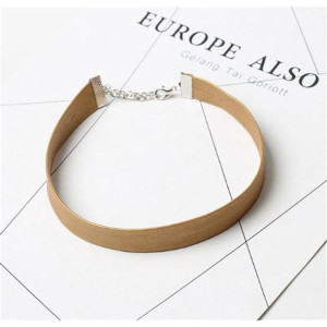 Naszyjnik Choker Skórzany - Bez N480bez