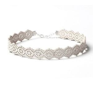Naszyjnik Choker Ażurowy - Biel N318b