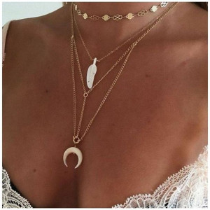 Naszyjnik choker muszla moon wpadający N746
