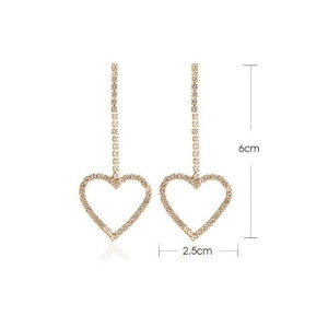 Kolczyki Wiszące Delikatne Serca Cyrkonie K1501