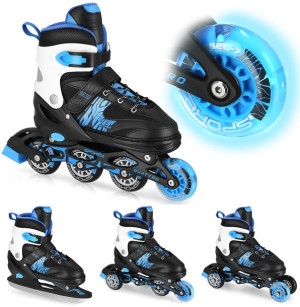 SPOKEY Quattro Łyżworolki 4w1 Łyżwy Rolki Regulowane LED