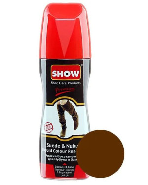 Brązowy płynny renowator koloru do zamszu, nubuku, Show, 75 ml