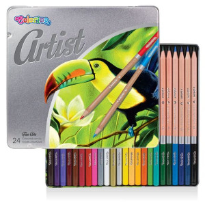 Kredki ołówkowe okrągłe 24 kolory metalowe pudełko - Artist Colorino