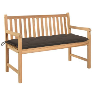 Ławka ogrodowa z poduszką taupe, 120 cm, lite drewno tekowe