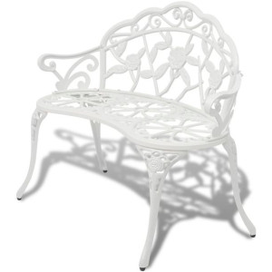 Ławka ogrodowa, 100 cm, odlewane aluminium, biała