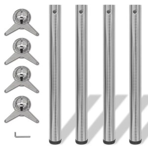 4 Nogi do stołu z regulacją wysokości 710 mm Nikiel