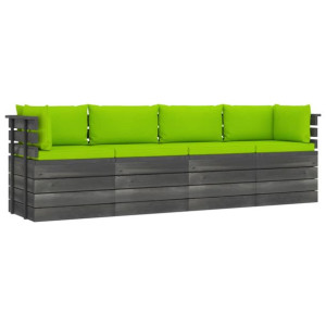 Ogrodowa sofa 4-osobowa z palet, z poduszkami, drewno sosnowe