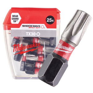 MILWAUKEE końcówki bity T30 udar SHOCKWAVE 25sztuk