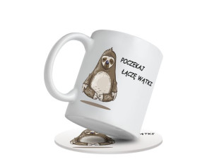 Kubek z Nadrukiem + podkładka - Poczekaj Łącze Wątki