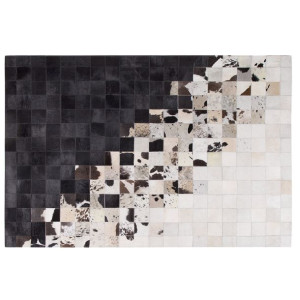 Dywan patchwork skórzany 160 x 230 cm czarno-biały KEMAH