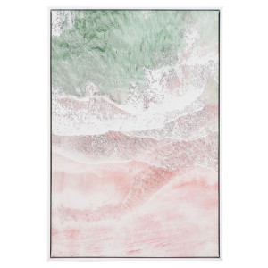 Obraz na płótnie w ramie 63 x 93 cm różowo-zielony SCORDIA