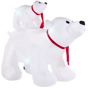 Dmuchana dekoracja ogrodowa niedźwiedź polarny LED 160 cm biała KULTALA