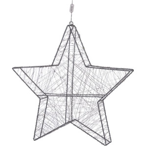Dekoracja ogrodowa wisząca LED gwiazda 58 cm srebrna KURULA