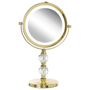 Lusterko kosmetyczne LED ø 18 cm złote CLAIRA