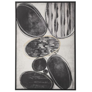 Obraz na płótnie w ramie abstrakcja 63 x 93 cm biało-czarny LONIGO