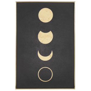 Obraz na płótnie w ramie fazy księżyca 63 x 93 cm czarno-złoty CAMERI
