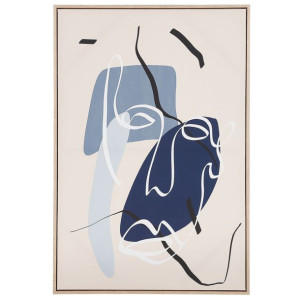 Obraz na płótnie w ramie twarz linia 63 x 93 cm niebiesko-beżowy OSTERIOLA