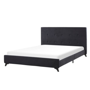 Łóżko tapicerowane 160 x 200 cm czarne AMBASSADOR