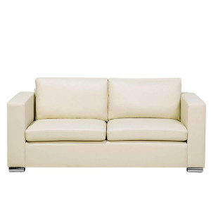 Sofa 3-osobowa skórzana beżowa HELSINKI