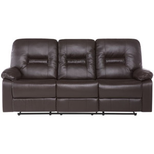 Sofa z funkcją relaksu 3-osobowa ekoskóra brązowa BERGEN