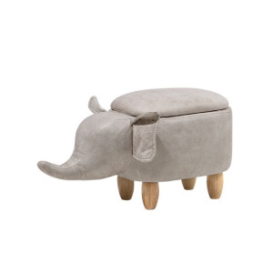 Pufa zwierzak ze schowkiem ekoskóra jasnoszara ELEPHANT