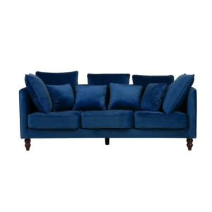 Sofa 3-osobowa welurowa niebieska FENSTAD
