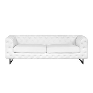 Sofa 3-osobowa ekoskóra biała VISSLAND