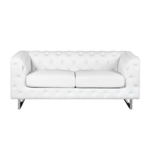 Sofa 2-osobowa ekoskóra biała VISSLAND