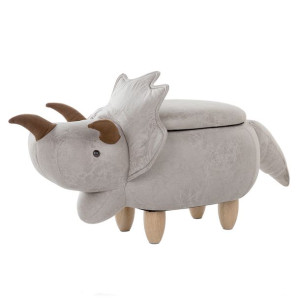 Pufa zwierzak ze schowkiem szara TRICERATOPS