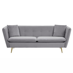 Sofa 3-osobowa welurowa szara FREDERICA