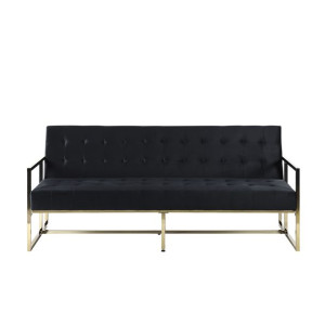 Sofa rozkładana welurowa czarna MARSTAL