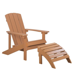 Krzesło ogrodowe z podnóżkiem jasne drewno ADIRONDACK