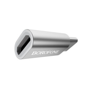 Borofone Adapter BV4 OTG - Micro USB na Typ C - srebrny