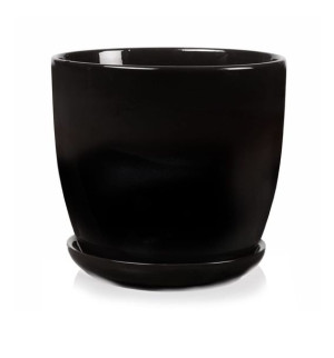 Doniczka czarna LOFT z podstawką 15 cm
